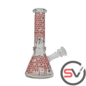 HONEY DRIP GLASS MINI BEAKER 8inch - RED